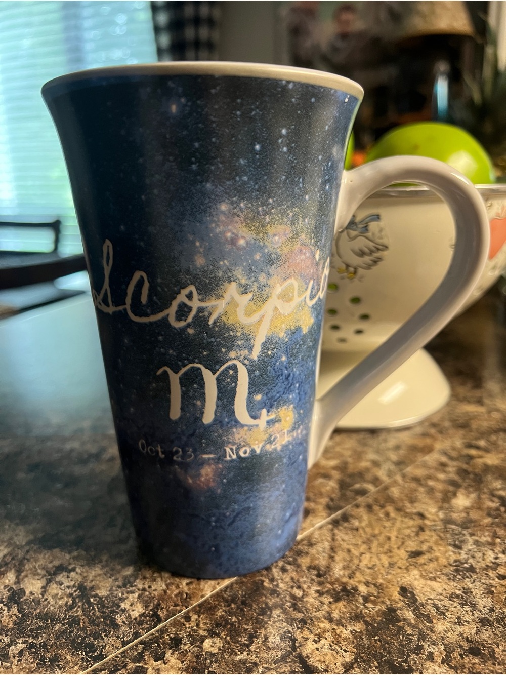 Entry Navy Galaxy Scorpio Ceramic Coffee Mug with White Handle